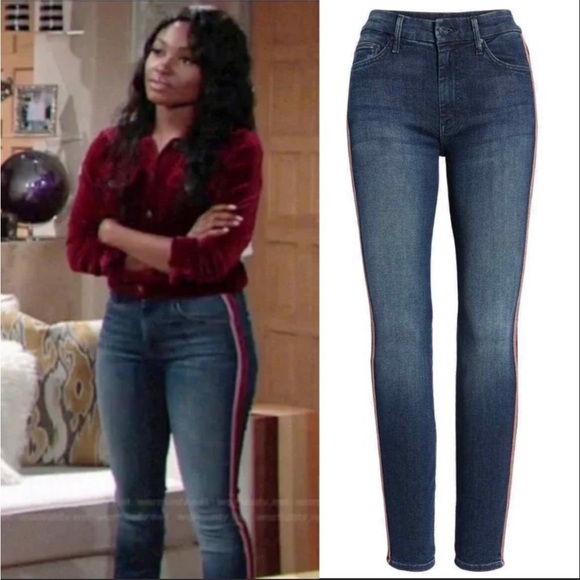 MOTHER High Waisted Looker Jean Here Kitty Kitty Glitter Race Sz 27 - Picture 2 of 15